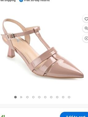 Jazlynn T-Strap Pointed Kitten Heel Pumps in Blush Pink